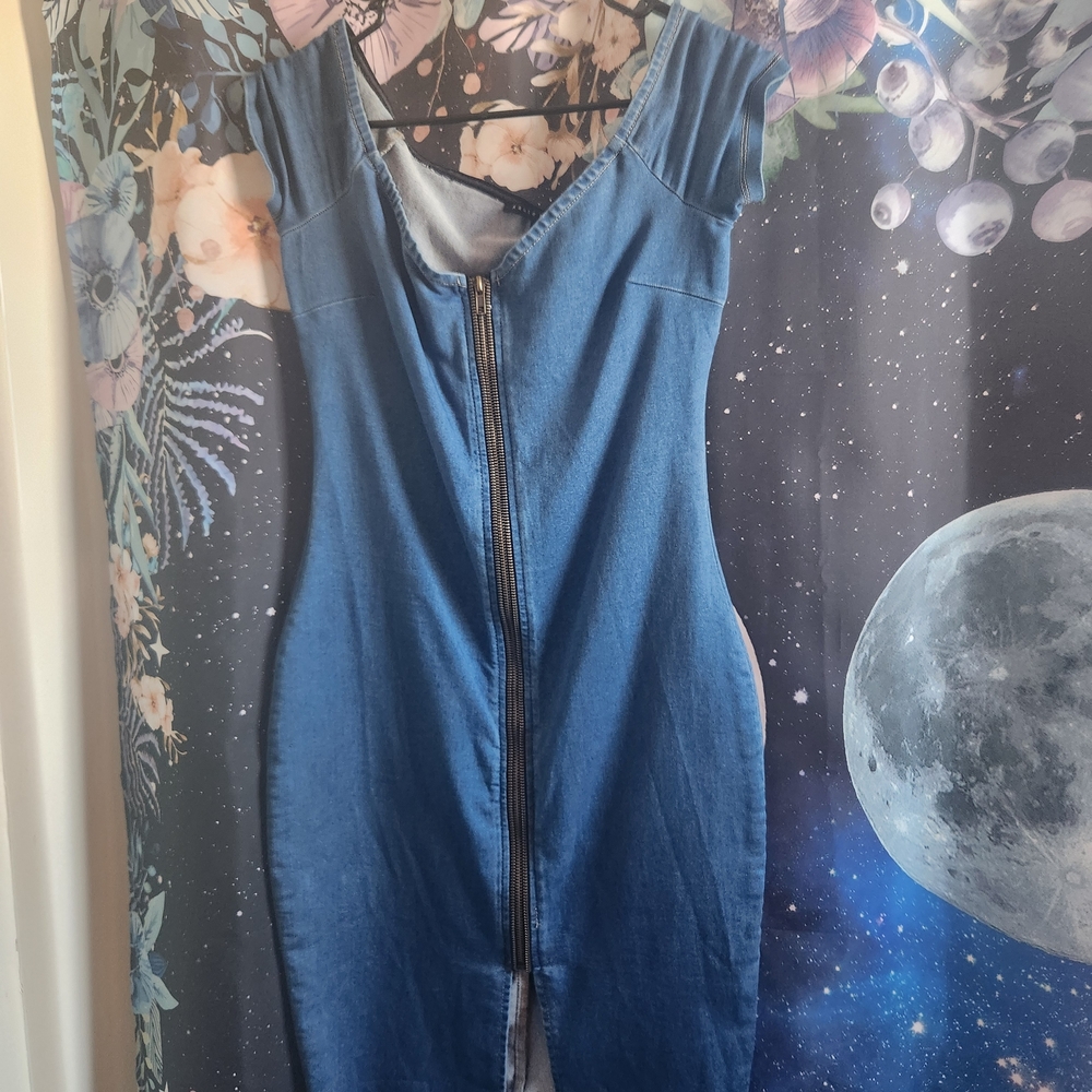 Blue Denim Zip-Front Dress
